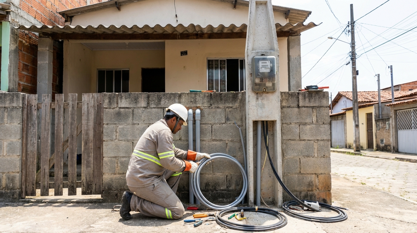Instalação de Poste Padrão em Altinópolis, Governador Valadares‑MG