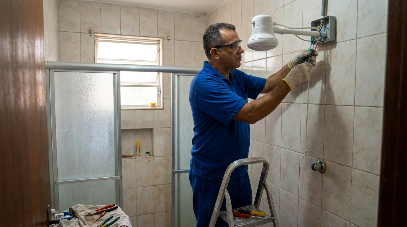 Substituição de Chuveiro Antigo em Altinópolis, Governador Valadares‑MG